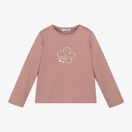 Mayoral-Girls Dusky Pink Diamanté Tee | Childrensalon Outlet