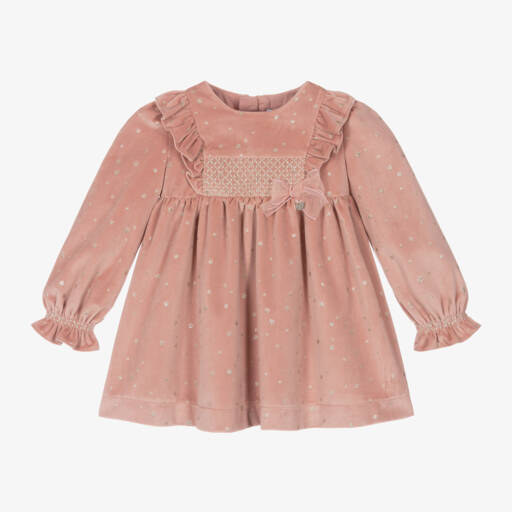 Mayoral-Girls Dusky Pink Starry Velour Dress | Childrensalon Outlet