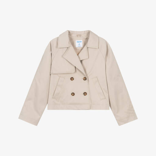 Mayoral-Girls Elegant Beige Twill Jacket | Childrensalon Outlet