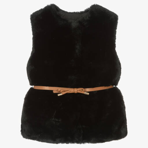 Mayoral-Girls Elegant Black Fur Vest | Childrensalon Outlet