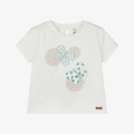 Mayoral-Girls Elegant Ivory Butterfly Tee | Childrensalon Outlet