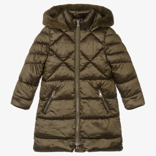 Mayoral-Зеленый пуховик с капюшоном для девочек | Childrensalon Outlet