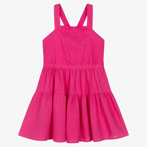 Mayoral-Girls Fuchsia Pink Tiered Dress | Childrensalon Outlet