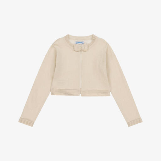 Mayoral-Girls Gold Shimmer Knit Cardigan | Childrensalon Outlet