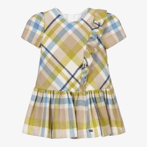Mayoral-Girls Green & Blue Check Dress | Childrensalon Outlet
