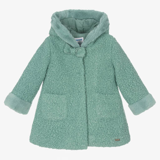 Mayoral-Girls Green Bouclé Coat | Childrensalon Outlet