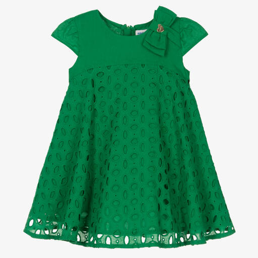 Mayoral-Grünes Kleid mit Lochstickerei (M)  | Childrensalon Outlet