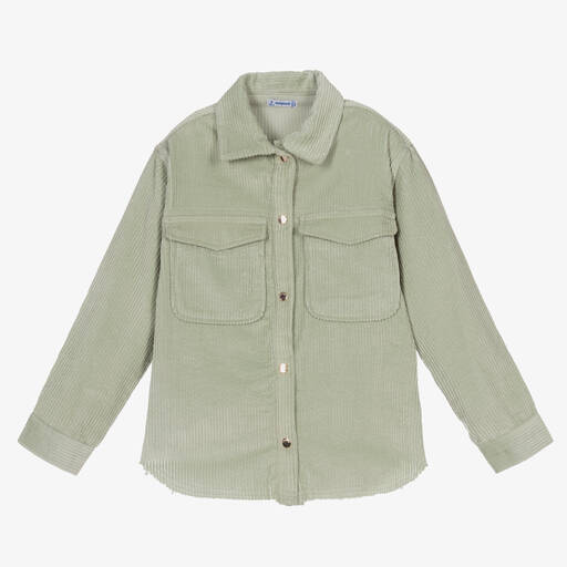 Mayoral-Girls Green Corduroy Shirt | Childrensalon Outlet