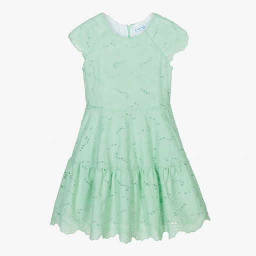 Mayoral-Girls Green Cotton Dress | Childrensalon Outlet