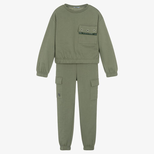 Mayoral-Girls Green Cotton Jersey Tracksuit | Childrensalon Outlet