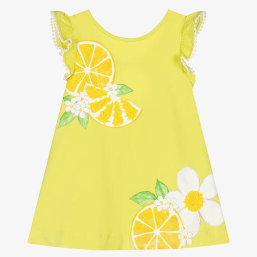 Mayoral-Зеленое хлопковое платье с лимонами | Childrensalon Outlet