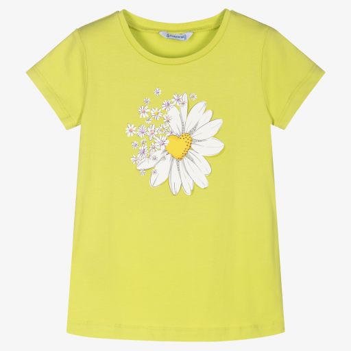 Mayoral-Girls Green Daisy T-Shirt | Childrensalon Outlet