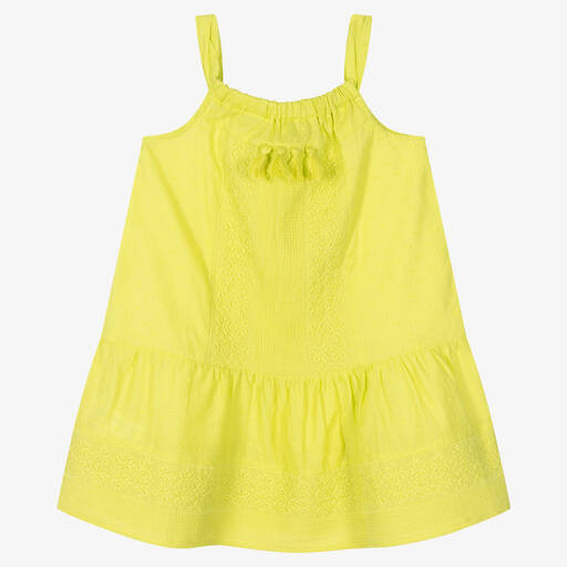 Mayoral-Girls Green Embroidered Cotton Dress | Childrensalon Outlet
