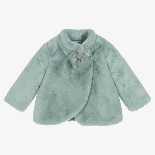 Mayoral-Зеленая шуба из искусственного меха для девочек | Childrensalon Outlet