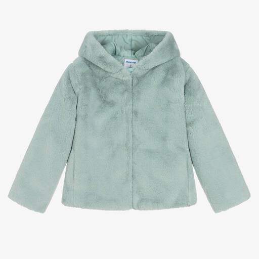 Mayoral-Girls Green Faux Fur Jacket | Childrensalon Outlet