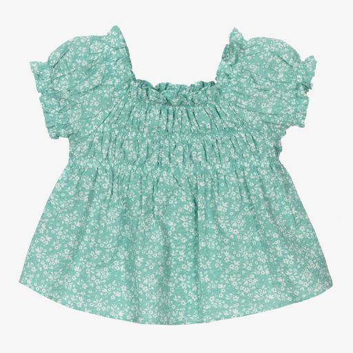 Mayoral-Girls Green Floral Blouse | Childrensalon Outlet