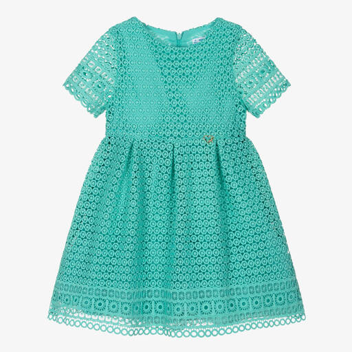Mayoral-Girls Green Guipure Lace Dress | Childrensalon Outlet