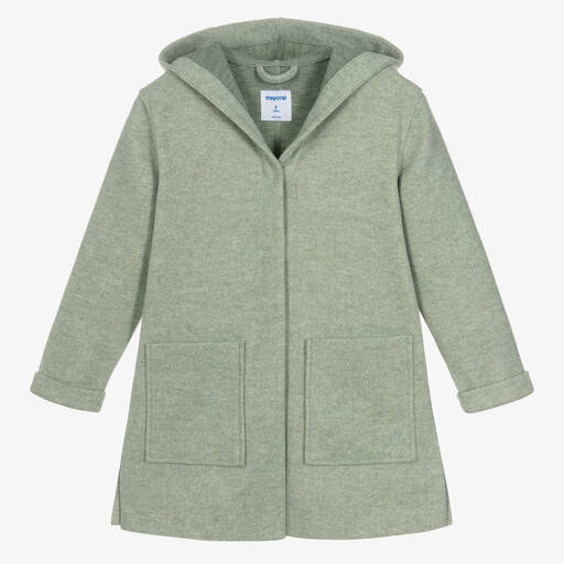 Mayoral-Girls Green Hooded Coat | Childrensalon Outlet