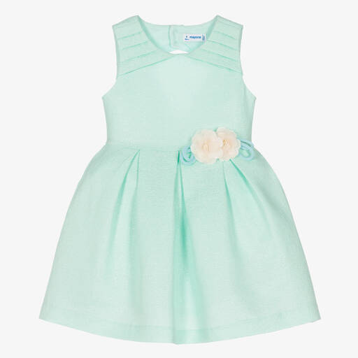 Mayoral-Girls Green Jacquard Dress | Childrensalon Outlet