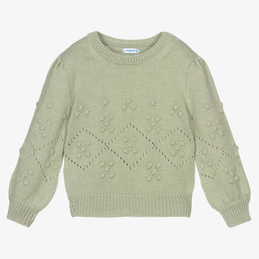 Mayoral-Girls Green Knit Sweater | Childrensalon Outlet
