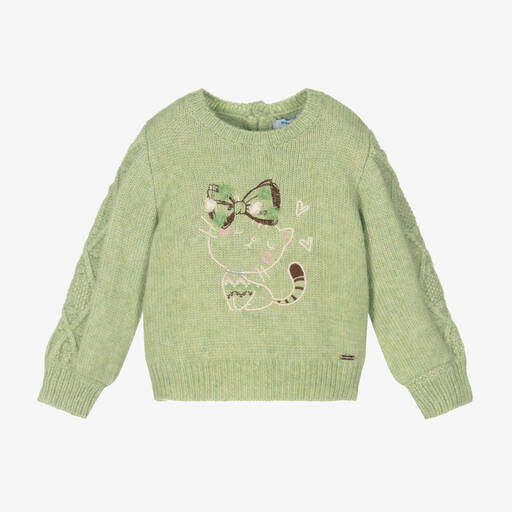 Mayoral-Girls Green Knitted Sweater | Childrensalon Outlet