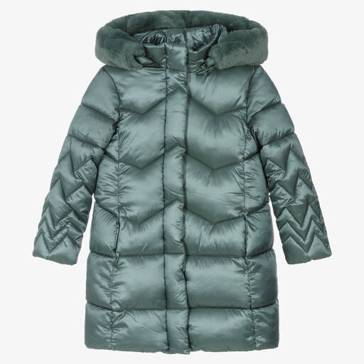 Mayoral-Girls Green Long Puffer Coat | Childrensalon Outlet