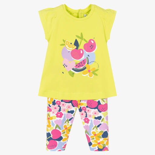 Mayoral-Зеленый топ и розовые легинсы из хлопка | Childrensalon Outlet