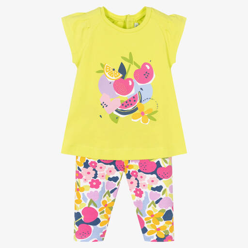 Mayoral-Girls Green & Pink Cotton Leggings Set | Childrensalon Outlet