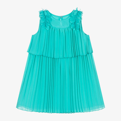 Mayoral-Girls Green Pleated Chiffon Dress | Childrensalon Outlet