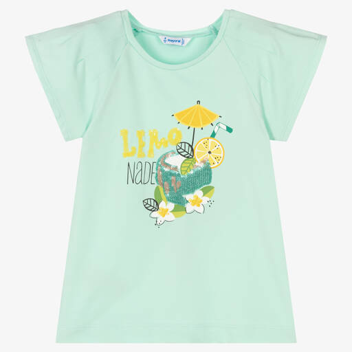 Mayoral-T-shirt vert imprimé tropical fille | Childrensalon Outlet