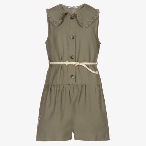 Mayoral-Girls Green Viscose Playsuit | Childrensalon Outlet