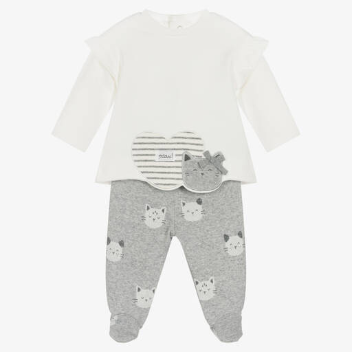 Mayoral Newborn-بيبي غرو قطن جيرسي لون رمادي للمولودات - قطعتين | Childrensalon Outlet