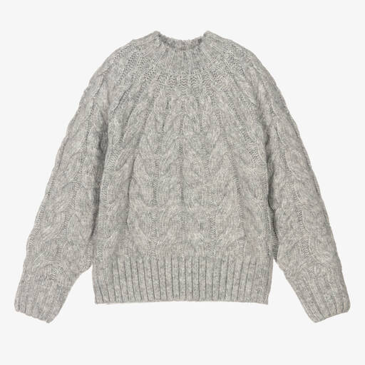 Mayoral-Girls Grey Cable Knit Sweater | Childrensalon Outlet