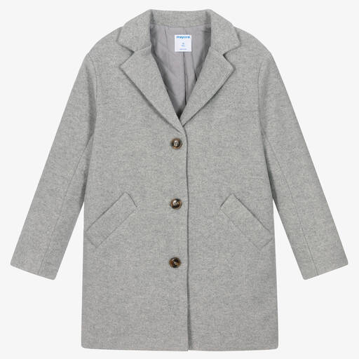 Mayoral-Girls Grey Felted Coat | Childrensalon Outlet