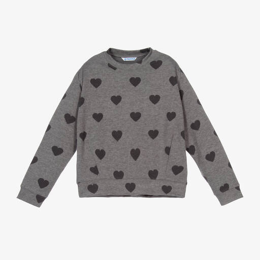 Mayoral-Sweat gris à cœur Fille | Childrensalon Outlet