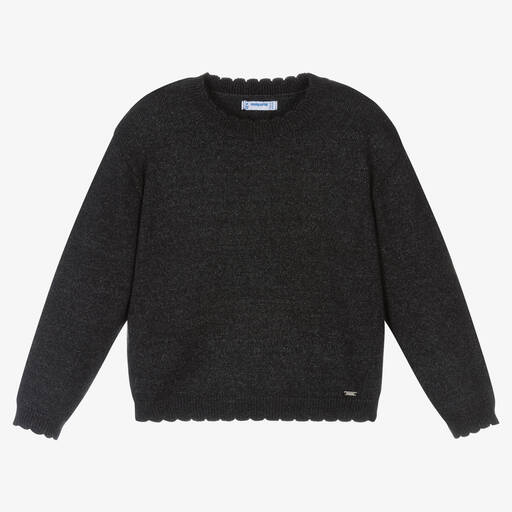 Mayoral-Girls Grey Knit Sweater | Childrensalon Outlet