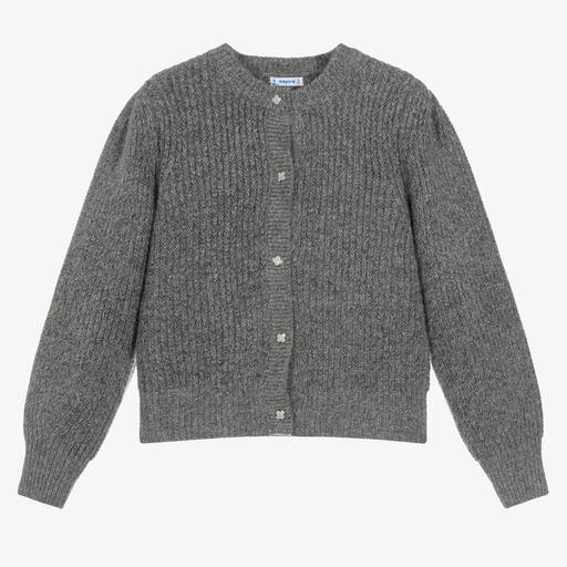 Mayoral-Girls Grey Knitted Cardigan | Childrensalon Outlet