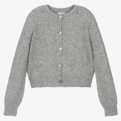 Mayoral-Girls Grey Knitted Cardigan | Childrensalon Outlet