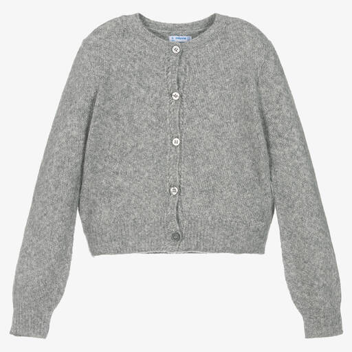 Mayoral-Girls Grey Knitted Cardigan | Childrensalon Outlet