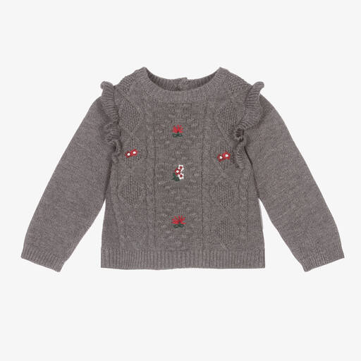 Mayoral-Girls Grey Knitted Sweater | Childrensalon Outlet