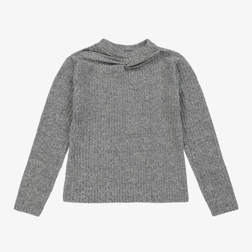 Mayoral-Girls Grey Marl Knitted Cut-Out Top | Childrensalon Outlet