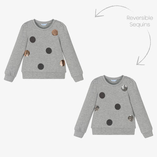 Mayoral-Graues Pailletten-Sweatshirt (M) | Childrensalon Outlet