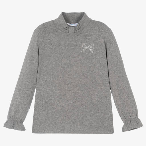 Mayoral-Girls Grey Turtle Neck Top | Childrensalon Outlet