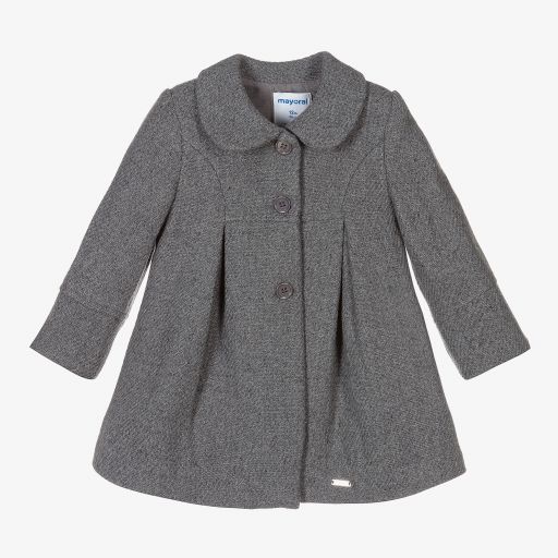 Mayoral-Серое шерстяное пальто для девочек | Childrensalon Outlet