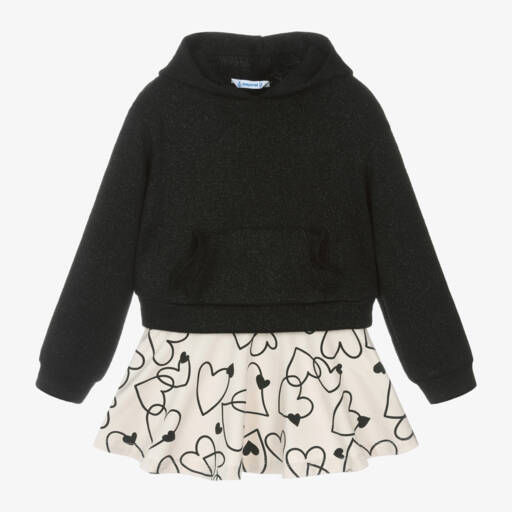 Mayoral-Girls Heart Pattern Hoodie Skirt Set | Childrensalon Outlet