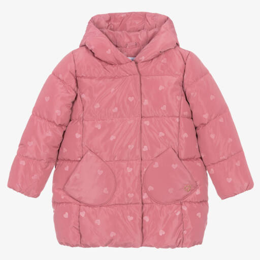 Mayoral-Розовый пуховик с сердечками | Childrensalon Outlet