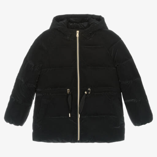 Mayoral-Girls Hooded Black Puffer Jacket | Childrensalon Outlet