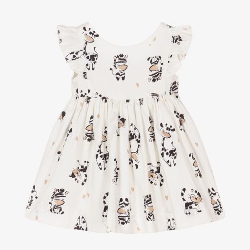 Mayoral-Girls Ivory Animal Print Dress | Childrensalon Outlet