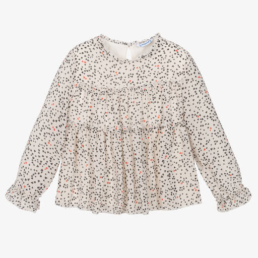 Mayoral-Blouse ivoire Cœur Fille | Childrensalon Outlet