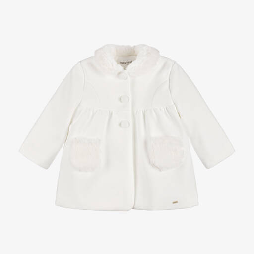 Mayoral Newborn-Girls Ivory Classic Trapeze Coat | Childrensalon Outlet